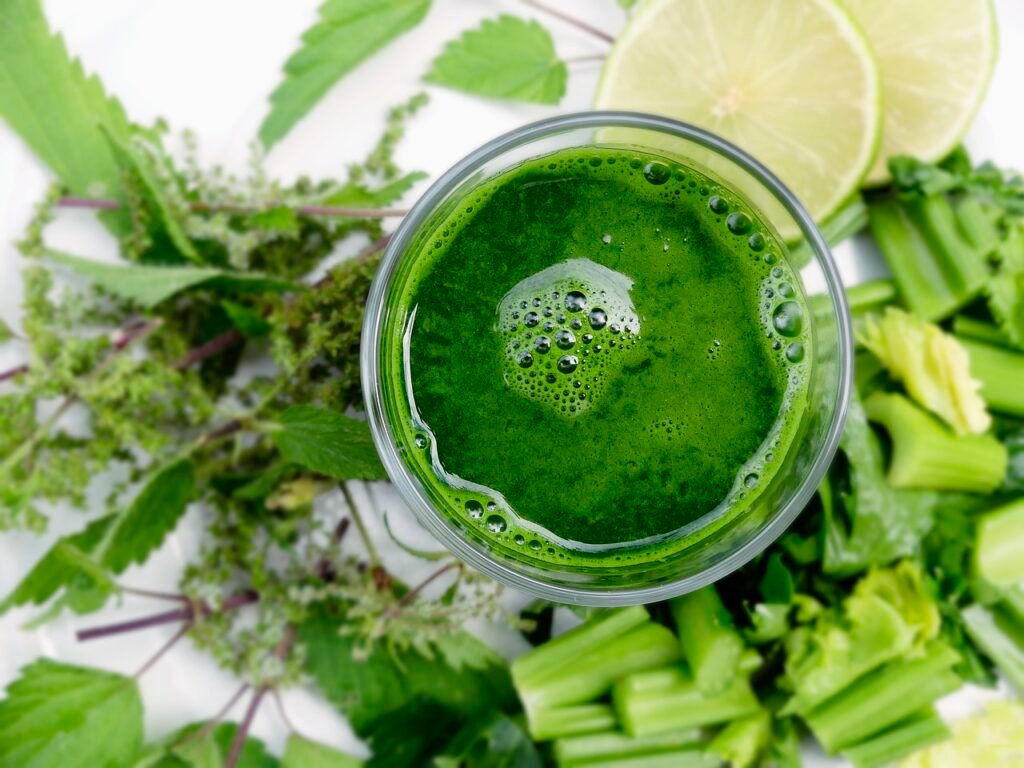 Grüner Smoothie mit Brennnesseln